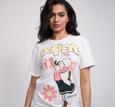 Womens Popeye Olive Oyl Short Sleeve Tee - White