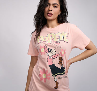 Womens Popeye Olive Oyl Short Sleeve Tee - Pink