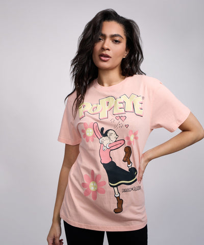 Womens Popeye Olive Oyl Short Sleeve Tee - Pink