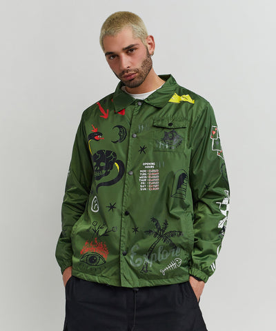 Gritty Coaches Jacket - Olive Green