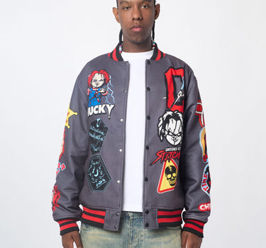 Chucky Graphic Varsity Jacket - Black
