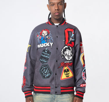 Chucky Graphic Varsity Jacket - Black