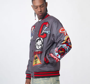 Chucky Graphic Varsity Jacket - Black
