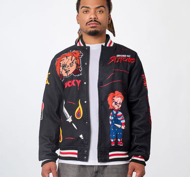 Chucky Chenille Varsity Jacket - Black