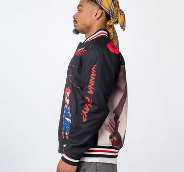 Chucky Chenille Varsity Jacket - Black