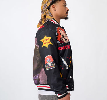 Chucky Chenille Varsity Jacket - Black