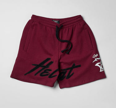 Hellcat Embroidered Fleece Shorts - Burgundy