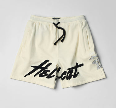 Hellcat Embroidered Fleece Shorts - Off White