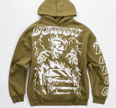 Dodge Demon Oversized Hoodie - Olive Green