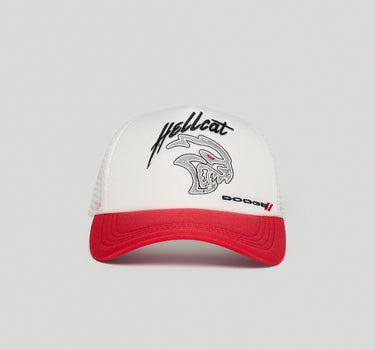 Dodge Demon Embroidery Trucker Hat - White