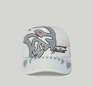 Dodge Hellcat Embroidery Trucker Hat - White