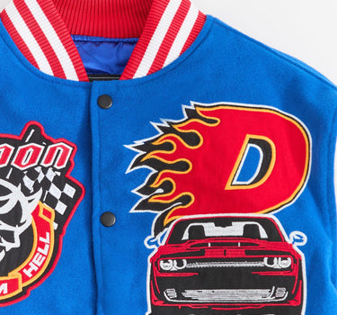 Dodge Demon Rebel Embroidered Varsity Jacket PU - Blue