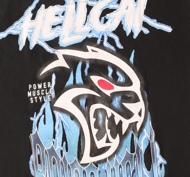 Dodge Hellcat Rhinestone Back Print Short Sleeve Tee - Black