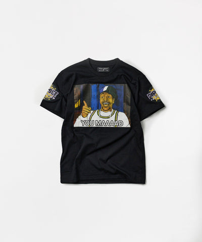 Mad Sleeve Print Short Sleeve Tee - Black