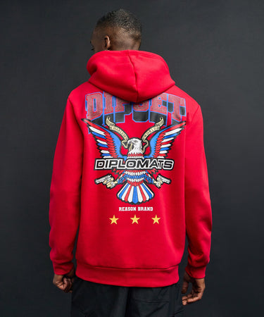 Eagle Back Print Hoodie - Red