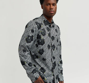 Harwood Allover Print Viscose Long Sleeve Woven Shirt