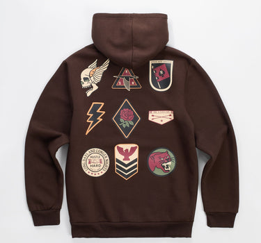 Military Patches Hoodie - Brown