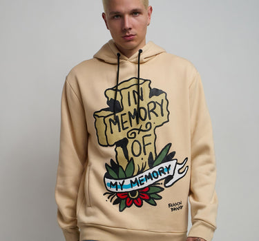 In Memory Of Graphic Print Hoodie - Khaki