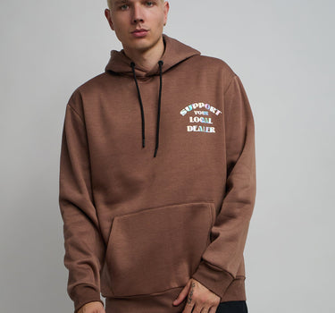 Support Local Iridescent Foil Print Hoodie - Brown