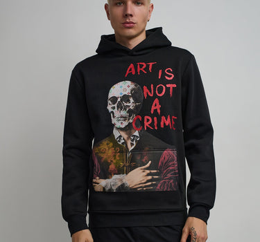 Art Is Not A Crime Graphic Print Hoodie - Black