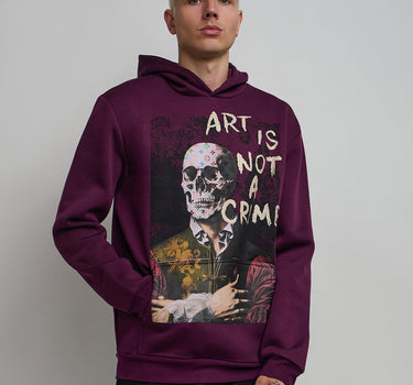 Art Is Not A Crime Graphic Print Hoodie - Burgundy