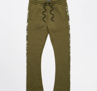 Heartless Flare Fleece Pant - Olive Green