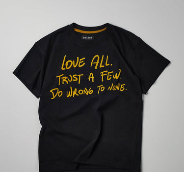 Love All Flocking Print Short Sleeve Tee - Black