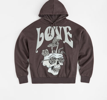 Love Hate Puff Print Hoodie - Grey