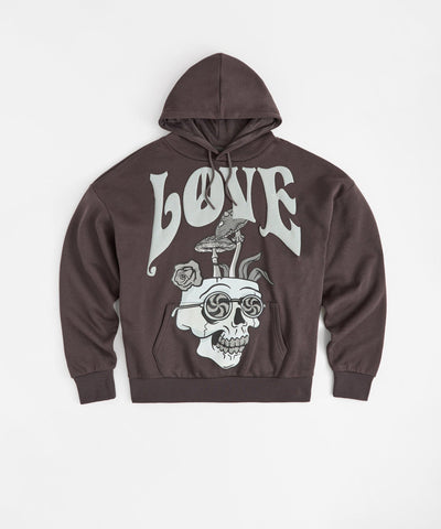 Love Hate Puff Print Hoodie - Grey