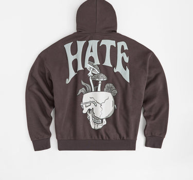 Love Hate Puff Print Hoodie - Grey