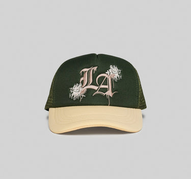 LA Embroidery Trucker Hat - Olive Green