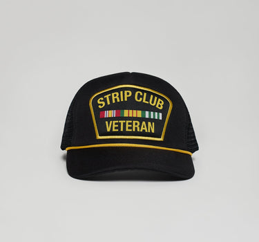 Veteran Embroidered Patch Trucker Hat - Black