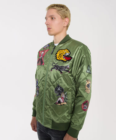 Military Satin Bomber Jacket Olive Green – Reason Clothing