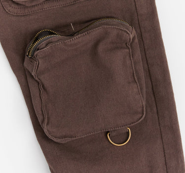 Multi Pocket Denim Pant - Brown