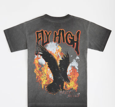 Fly High Washed Short Sleeve Tee - Black