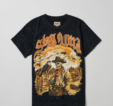 Stay Wild Sugar Print Short Sleeve Tee - Charcoal