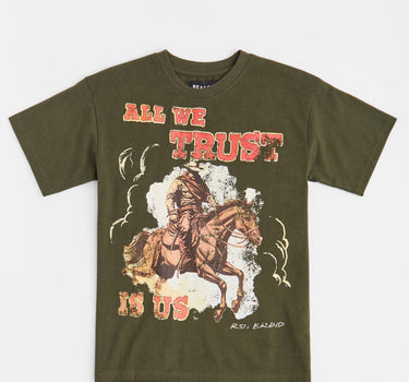 All We Trust Is Us Vintage Short Sleeve Tee - Burnt Olive