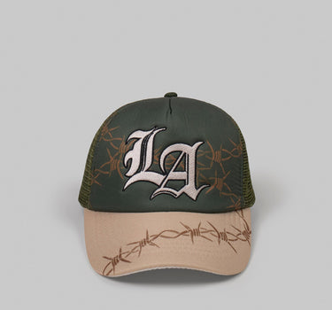 LA Embroidery Trucker Hat - Olive Green