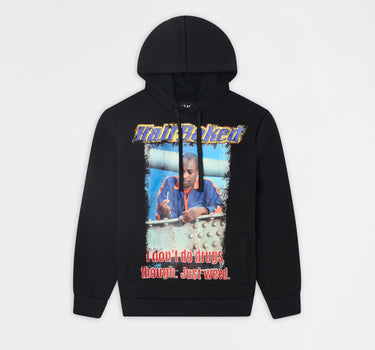 Half Baked Just Weed Fleece Graphic Long Sleeve Hoodie - Black