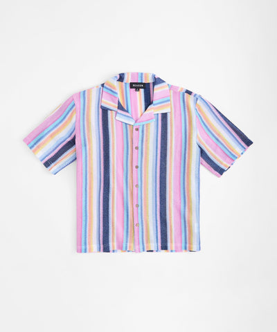 Textured Short Sleeve Button Down Shirt