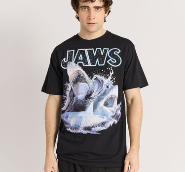 Jaws Front Print Short Sleeve Tee - Black