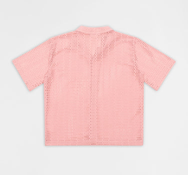 Micro Hole Woven Button Down Shirt - Pink