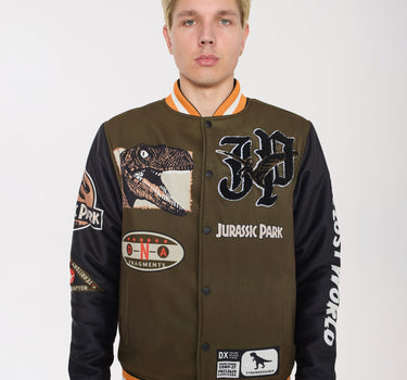 Jurassic Park Varsity Jacket - Olive Green