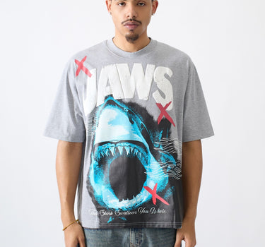 Jaws Swallows Puff Print Short Sleeve Tee - Grey