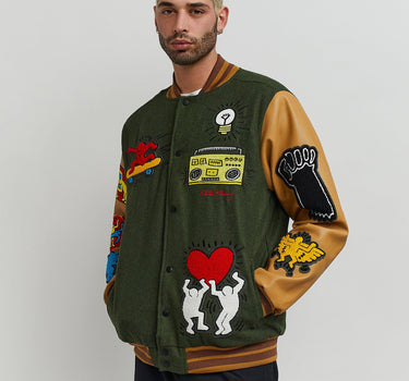 Keith Haring Holding Hands Varsity Jacket