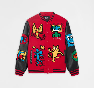 Keith Haring Varsity Jacket PU Sleeves - Black