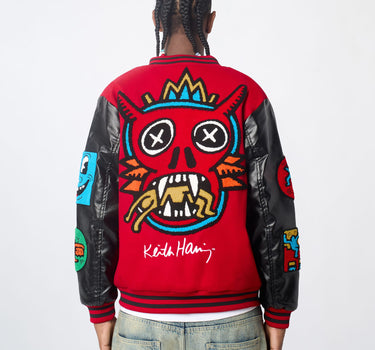 Keith Haring Varsity Jacket PU Sleeves - Black