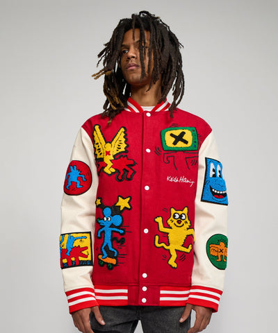 Keith Haring Wool Varsity Jacket - Red