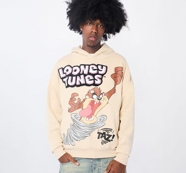 Looney Tunes Taz Spinning Chenille Hoodie - Khaki