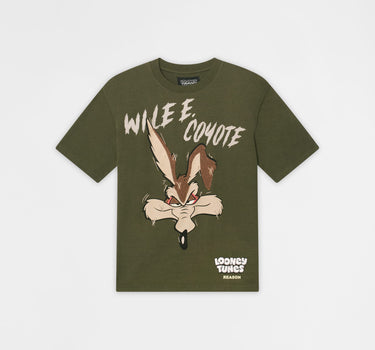 Looney Tunes Wile E Chenille Patched Short Sleeve Tee - Olive Green